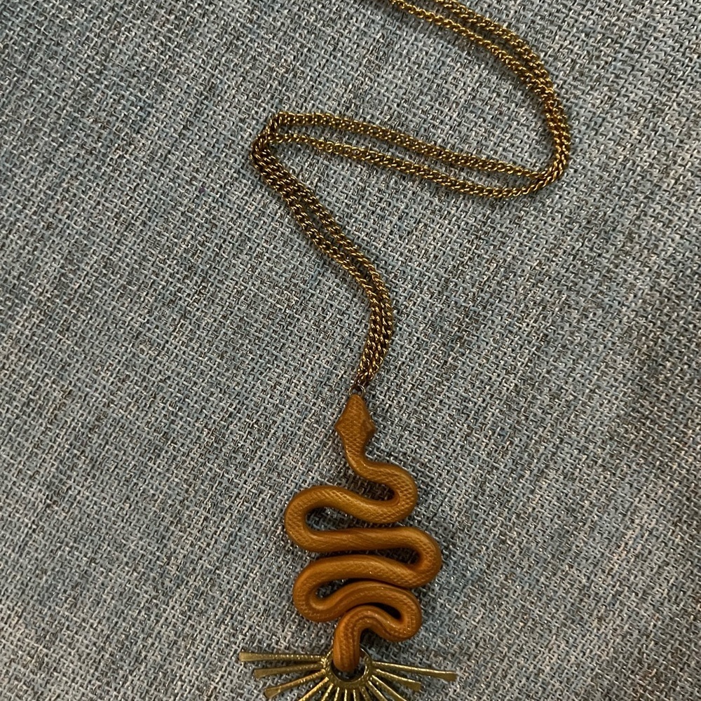 23 Inch Snake Necklace gold-plated chain, polymer snake - Picture 2 of 2